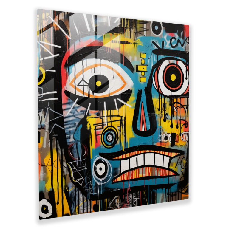 Basquiat Glass Print - Abstract Patterns - Basquiat, Modern Art, Wall Decoration, Abstract