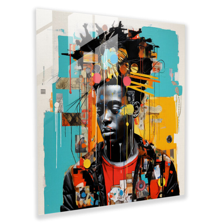 Basquiat Glass Print - Eclectic Collage - Basquiat, Modern Art, Glass Print, Vibrant