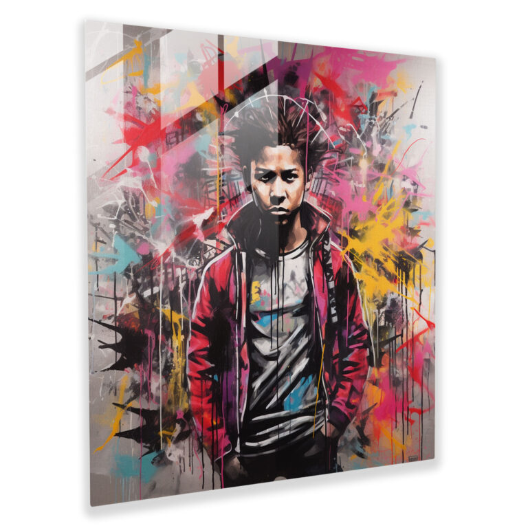 Basquiat Glass Print - Rebellious Urban Art - Basquiat, Glass Wall Art, Graffiti, Modern Art