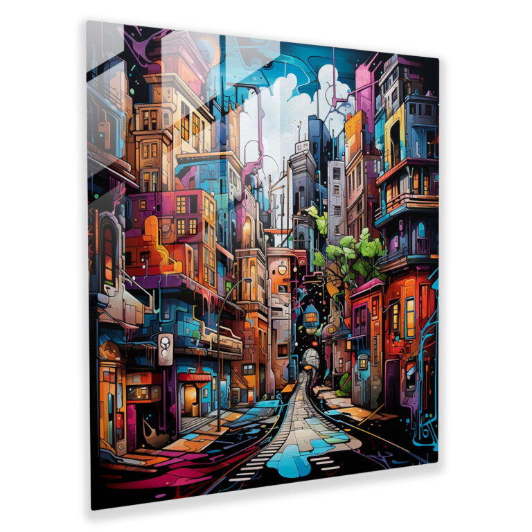 Basquiat Glass Print - Expressive Cityscape - Basquiat, Wall Decoration, Urban Style, Modern Art