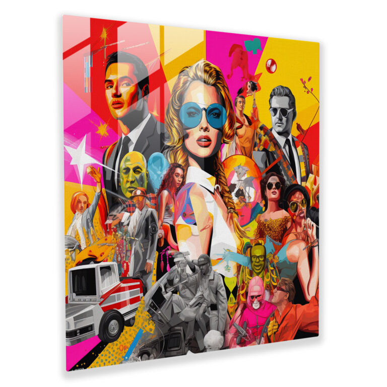 Pop Culture Fusion Glass Wall Art - Basquiat, Bold Colors, Glass Print, Home Decoration