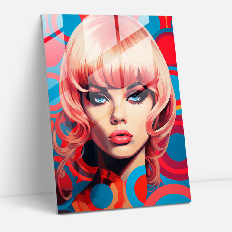 Barbie Glass Print - Pop Art Portrait - Retro Home Decoration - Barbie, Vibrant, Retro, Glass Print