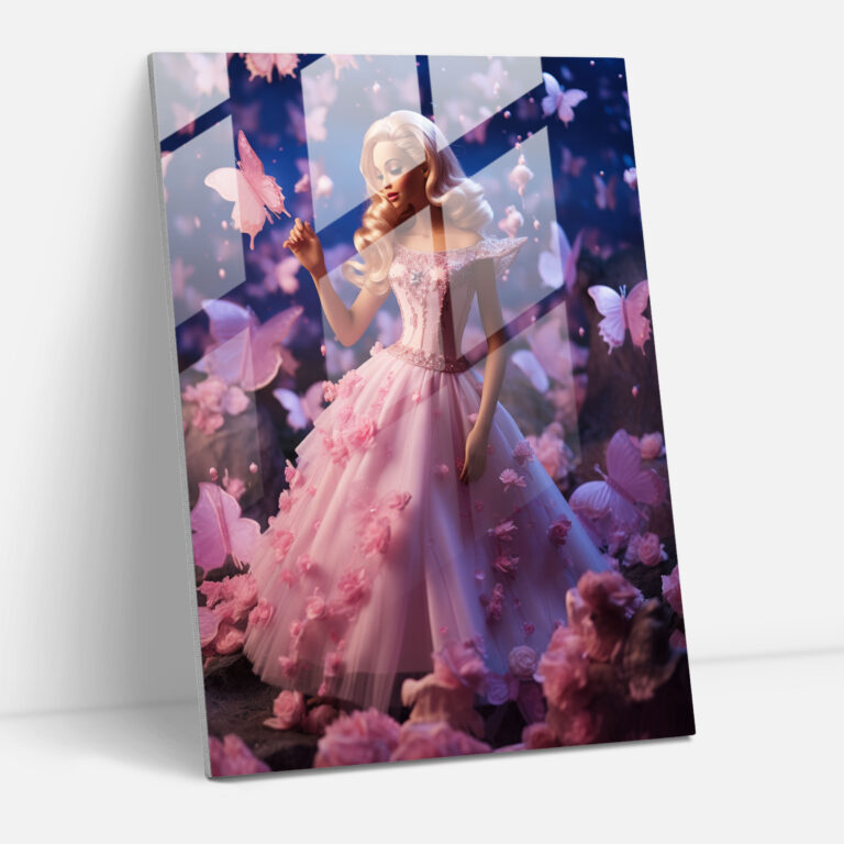 Barbie Glass Print - Fairytale Dream - Whimsical Wall Decoration - Barbie, Butterflies, Magical, Fairytale