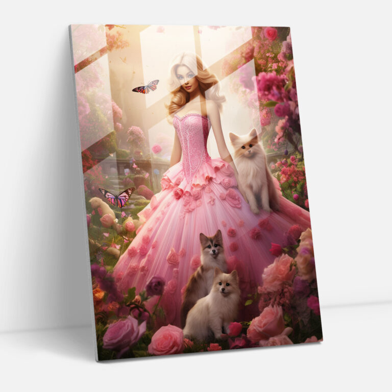 Barbie Glass Print - Whimsical Garden - Nature-Inspired Home Decoration - Barbie, Home Decoration, Glass Print, Nature