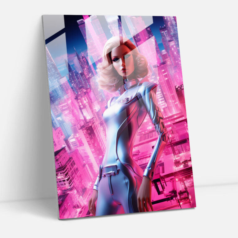 Barbie Glass Print - Futuristic Cityscape - Modern Home Decoration - Barbie, Futuristic, Glass Wall Art, Cityscape