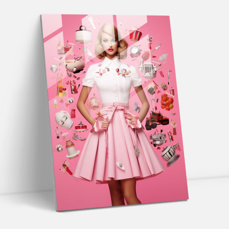 Barbie Collage Glass Print - Barbie, Glass Art, Visually Captivating, Wall Decoration