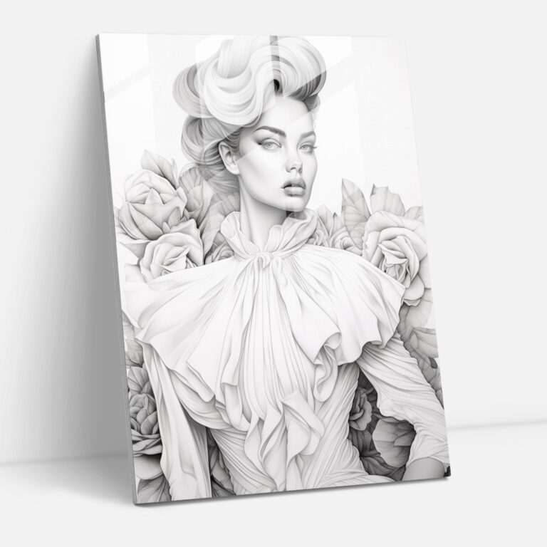 Monochrome Barbie Glass Print - Barbie, Glass Art, Wall Decoration, Glass Wall Art