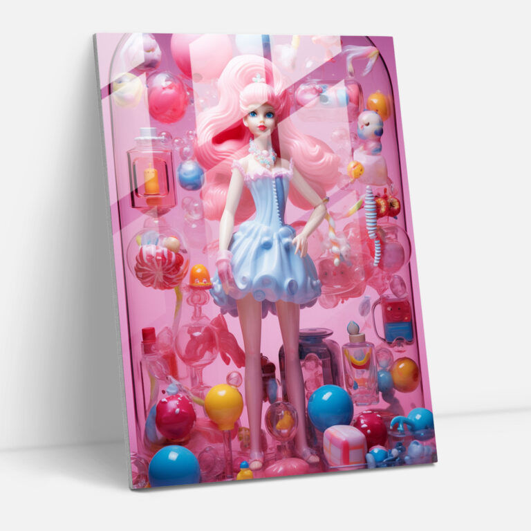 Playful Barbie Glass Print - Barbie, Modern Art, Glass Print, Barbie