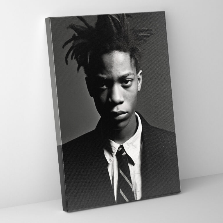 Basquiat Canvas Print - Monochrome Portrait - Basquiat, Home Decoration, Monochrome Portrait, Wall Decoration