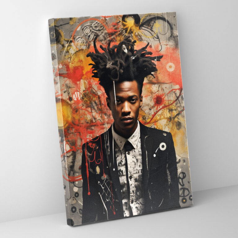 Basquiat Wall Art - Surreal Composition - Basquiat, Thought-Provoking, Various Elements, Wall Art