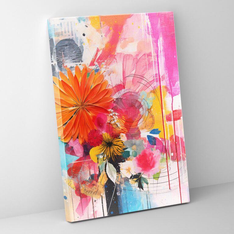 Basquiat Canvas Print - Abstract Mixed-Media Collage Wall Art - Basquiat, Canvas Print, Explosion Of Colors, Basquiat