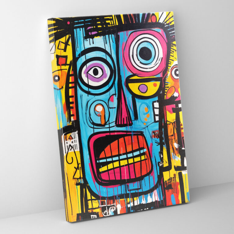 Basquiat Inspired Canvas Print - Colorful Wall Art - Basquiat, Energetic Composition, Canvas Print, Canvas Wall Art