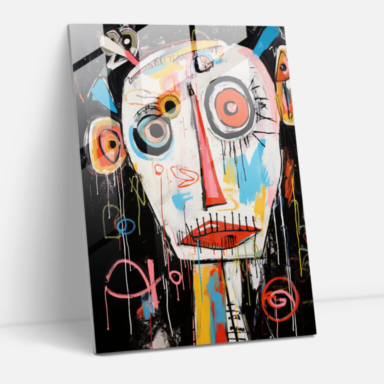 Basquiat Inspired Glass Art - Basquiat, Neo-Expressionism, Glass Print, Wall Decoration