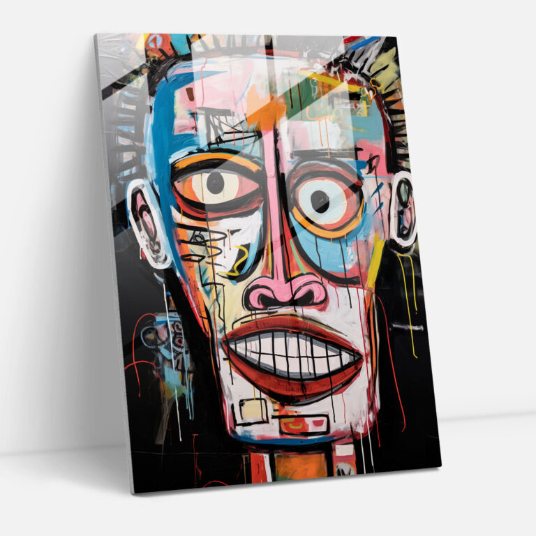 Basquiat Inspired Glass Art - Basquiat, Modern Art, Glass Wall Art, Glass Art