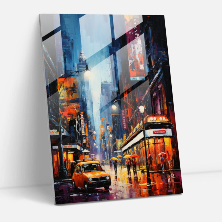 Basquiat Glass Wall Art: Dynamic Street Scene - Basquiat, Home Decoration, Urban Art, Wall Decoration