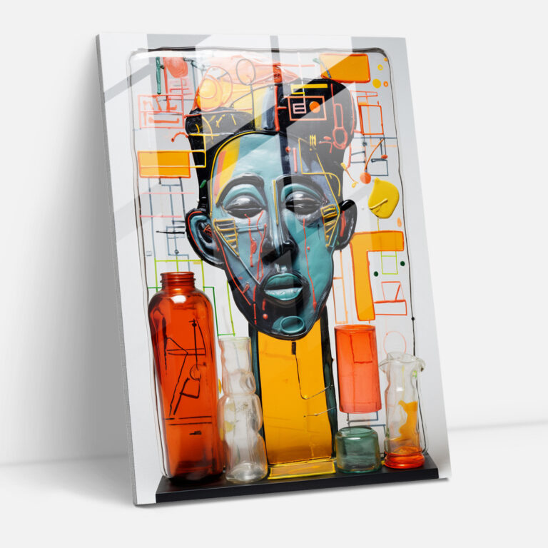 Iconic Figures Glass Wall Art - Basquiat, Home Decoration, Abstract Elements, Modern Art