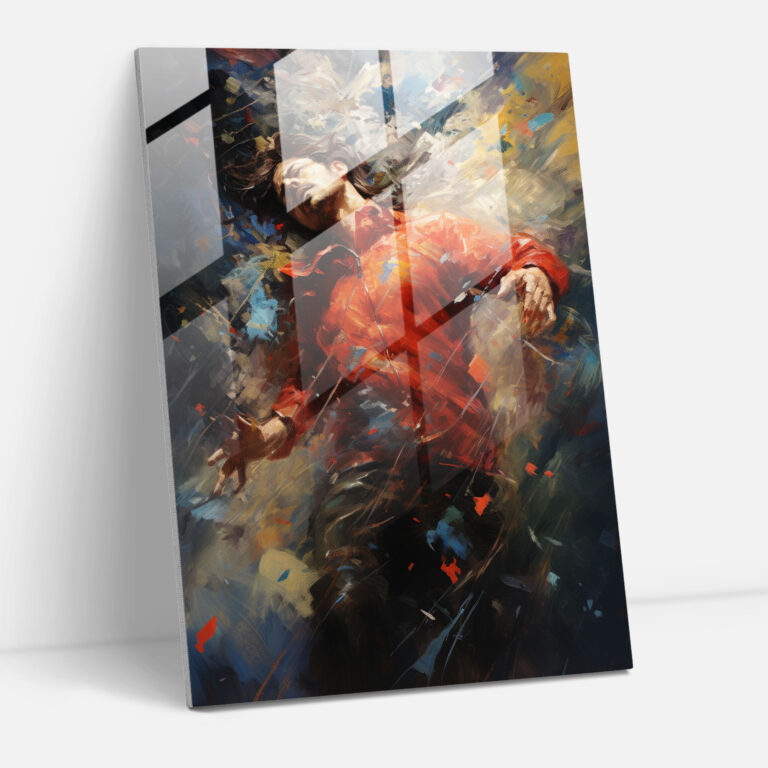 Basquiat Home Decoration - Basquiat, Human Experience, Dynamic Brushstrokes, Glass Print