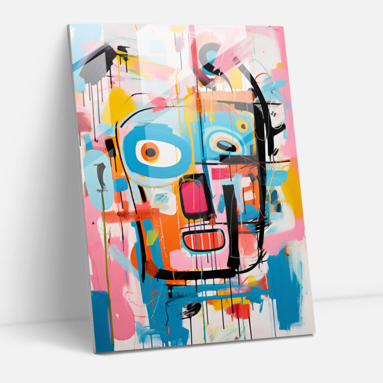 Basquiat Glass Print - Expressive Abstract Composition - Basquiat, Wall Decoration, Emotive Style, Unique Creativity