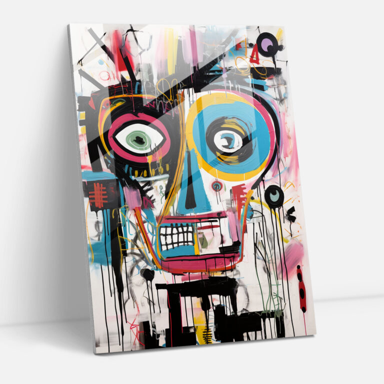 Basquiat Glass Print - Abstract Expressionist Masterpiece - Basquiat, Glass Print, Colors, Vibrant Explosion