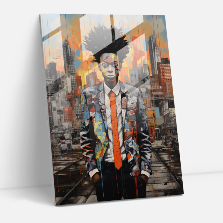 Basquiat Glass Print - Figurative Urban Art - Basquiat, Modern Art, Basquiat, Striking Portrayal