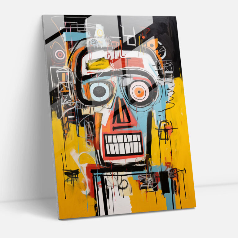 Basquiat Glass Print - Contemporary Abstract Glass Wall Art - Basquiat, Basquiat, Vibrant Colors, Modern Art