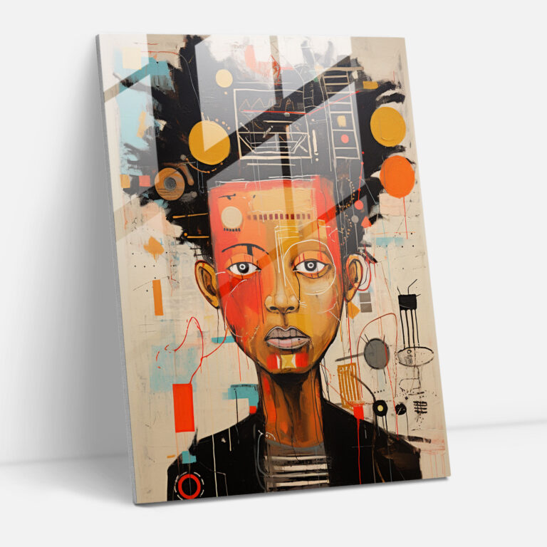 Basquiat Glass Print - Figurative Primitive Glass Wall Art - Basquiat, Glass Wall Art, Wall Decoration, Figurative Art