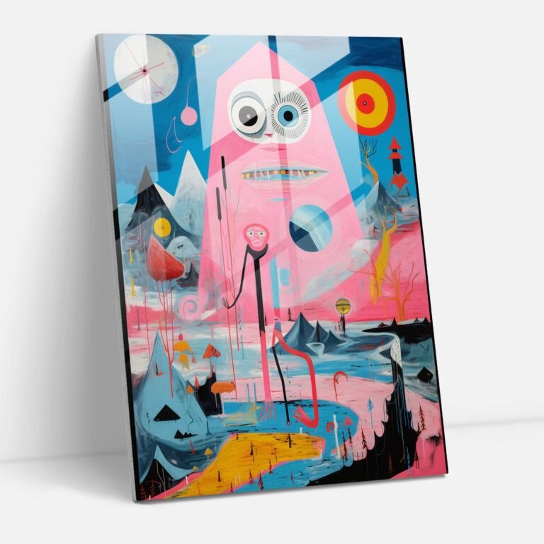 Basquiat Glass Print - Surreal Landscape Glass Wall Art - Basquiat, Surreal Landscape, Dreamlike Elements, Glass Art