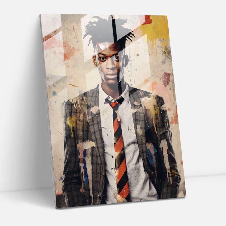 Basquiat Glass Wall Art - Mixed Media Masterpiece - Basquiat, Glass Print, Wall Decoration, Glass Wall Art