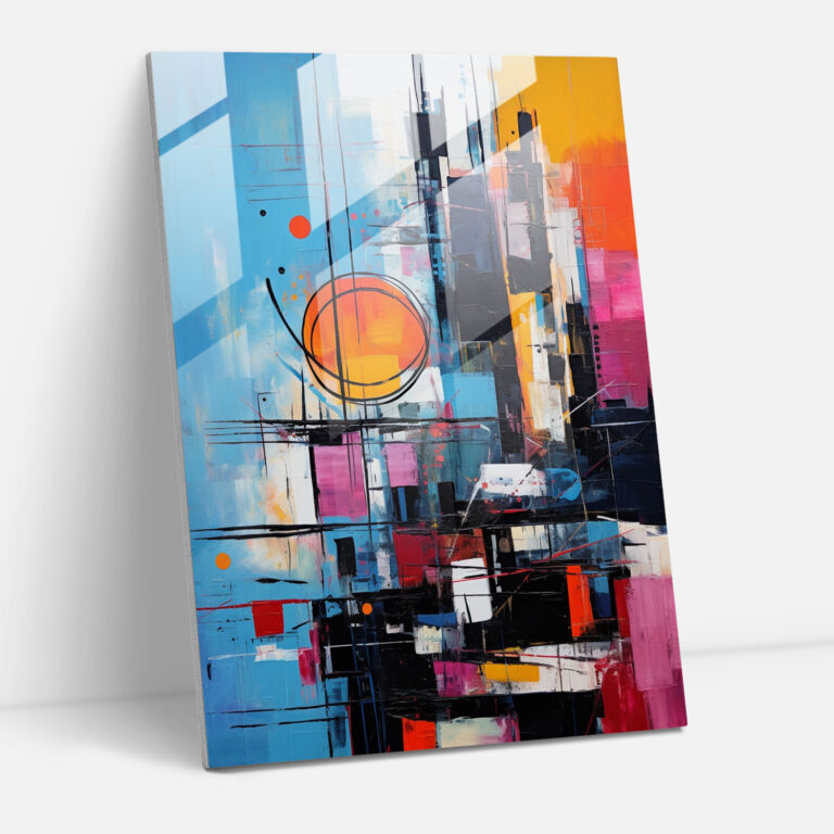 Basquiat Glass Wall Art - Dynamic Abstract Cityscape - Basquiat, Modern Art, Basquiat, Basquiat-Inspired Abstract Cityscape
