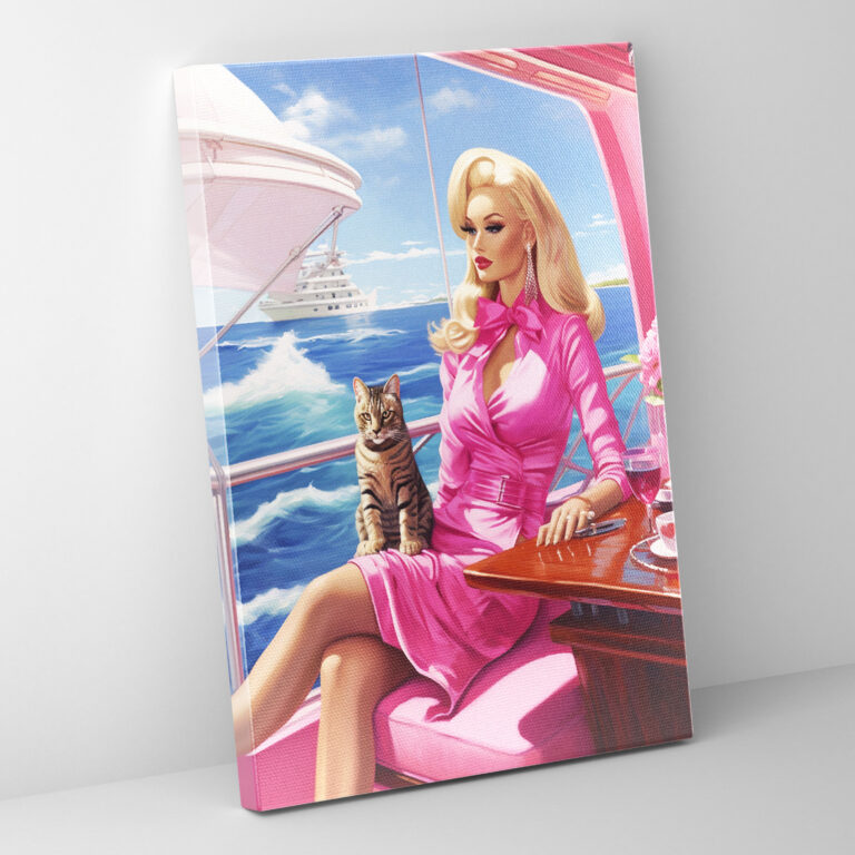 Barbie Ocean Bliss Canvas Print - Barbie, Ocean, Luxurious Yacht, Oil Painting