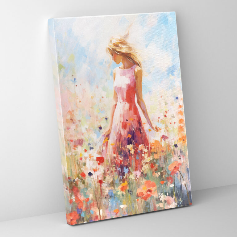 Barbie Blooming Flowers Canvas Print - Barbie, Canvas Wall Art, Impressionist Painting, Home Decoration