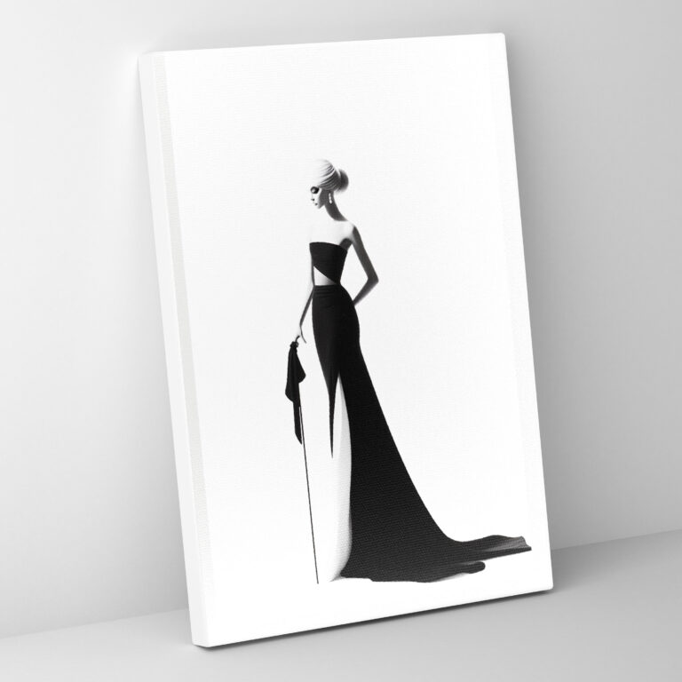 Barbie Canvas Print - Minimalist Black And White Illustration Wall Art - Barbie, Wall Art, Sophistication, Canvas Print