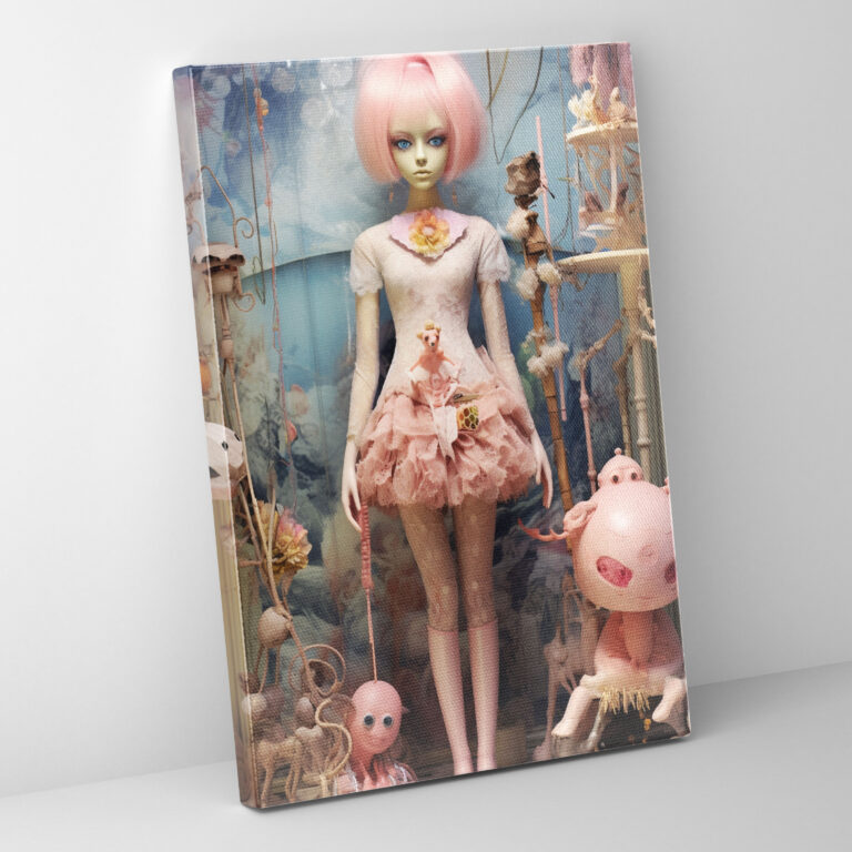 Barbie Canvas Print - Surrealistic Mixed Media Artwork Wall Art - Barbie, Dreamlike Setting, Surrealistic Mixed Media Artwork, Wall Art
