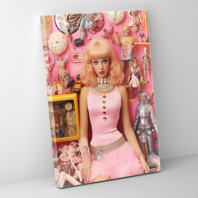 Barbie Canvas Print - Retro-Inspired Collage Wall Art - Barbie, Home Decoration, Wall Art, Retro-Inspired Collage