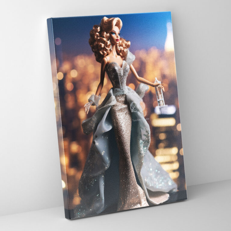 Glamorous Barbie Canvas Print - Barbie, City Lights, Evening Gown, Canvas Wall Art
