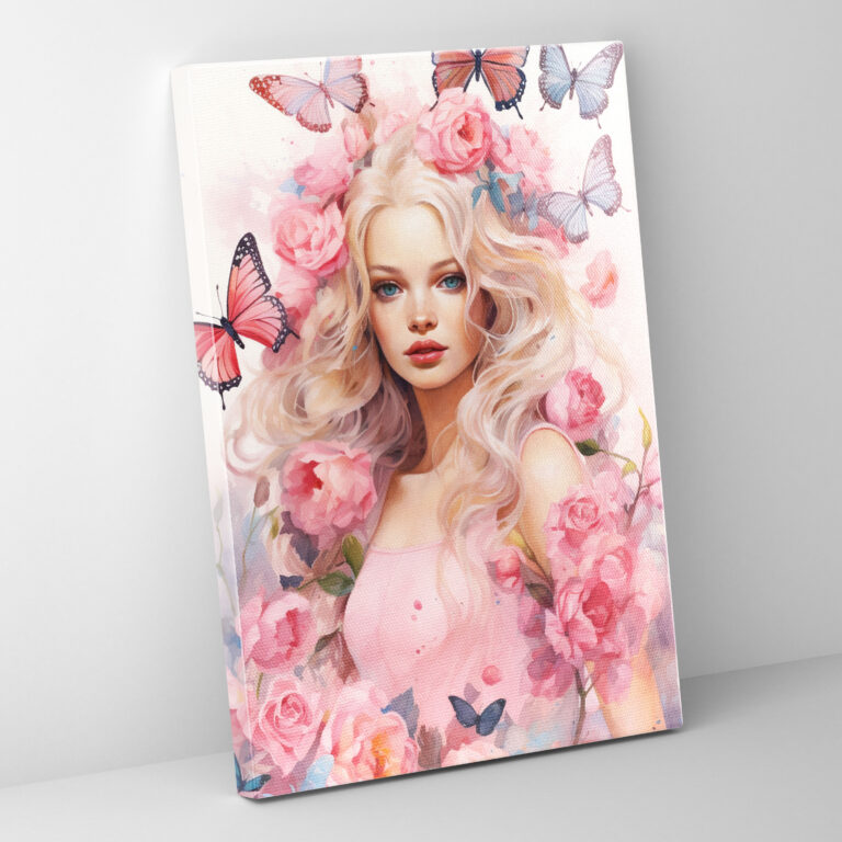 Barbie Canvas Print - Enchanting Garden - Barbie, Watercolor, Barbie, Wall Decoration