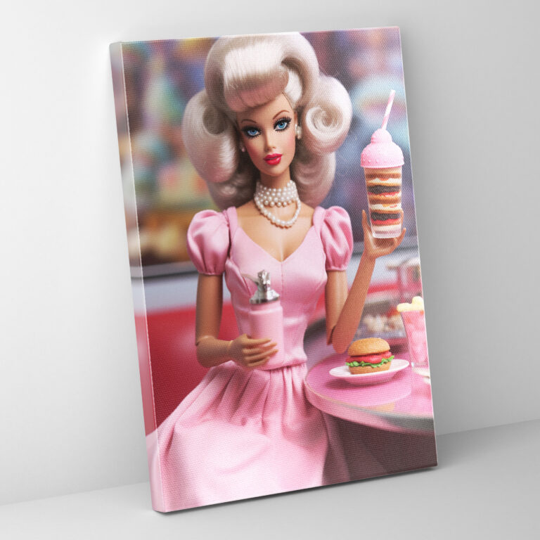 Barbie Canvas Print - Retro Diner Delight - Barbie, Home Decoration, Wall Decoration, Canvas Wall Art