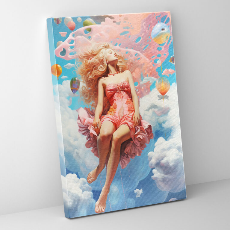 Barbie Canvas Print - Sky's Dream - Barbie, Surreal, Vibrant Colors, Canvas Wall Art