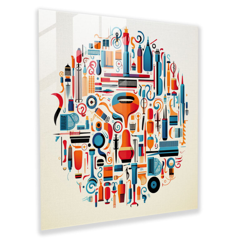 Abstract Barber Art Glass Print - Barber, Abstract Barber Art, Colorful Wall Art, Wall Decoration