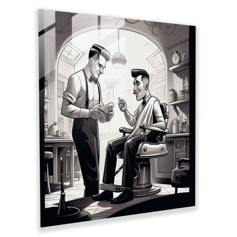 Barber's Retro Cut - Glass Print - Barber, Barber, Retro Style, Home Decoration