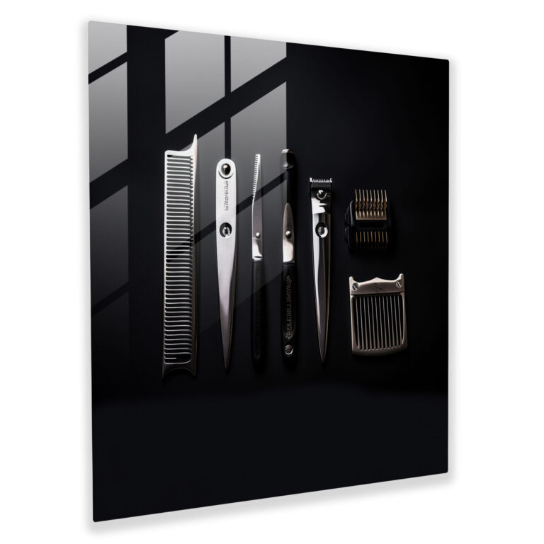 Barber's Essentials - Glass Print - Barber, Home Decoration, Modern Art, Barber