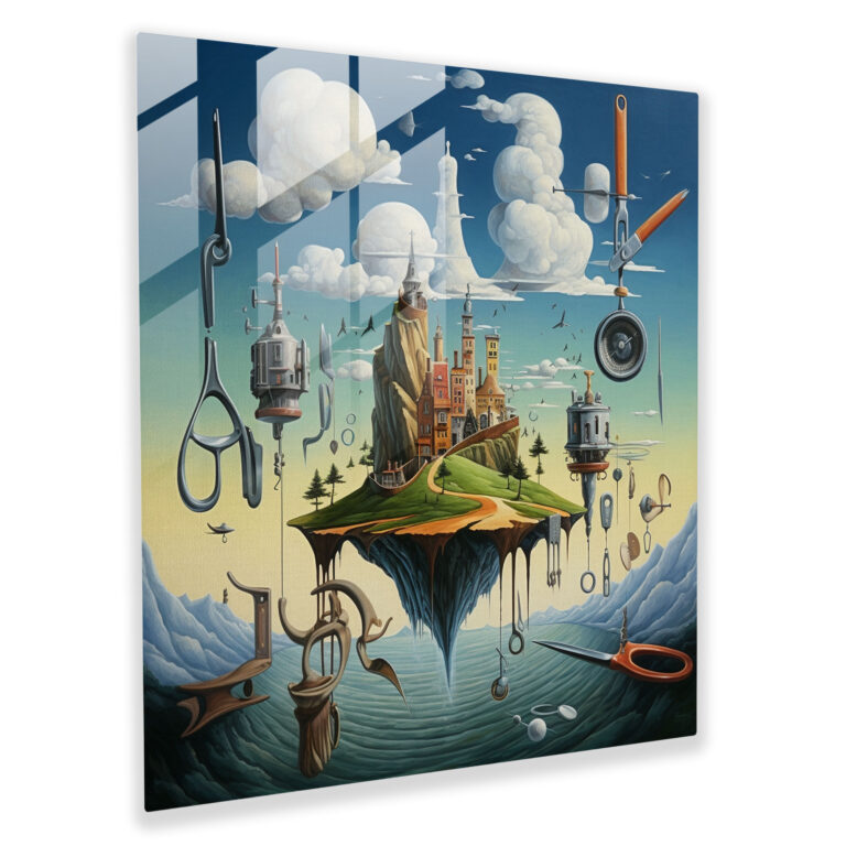 Barber's Dreamscape - Glass Print - Barber, Intrigue, Dreamlike, Whimsy