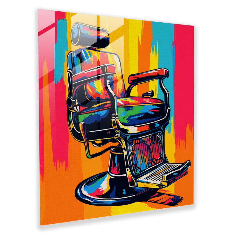 Barber's Pop Chair - Glass Print - Barber, Glass Print, Barber Chair, Vivid Hues
