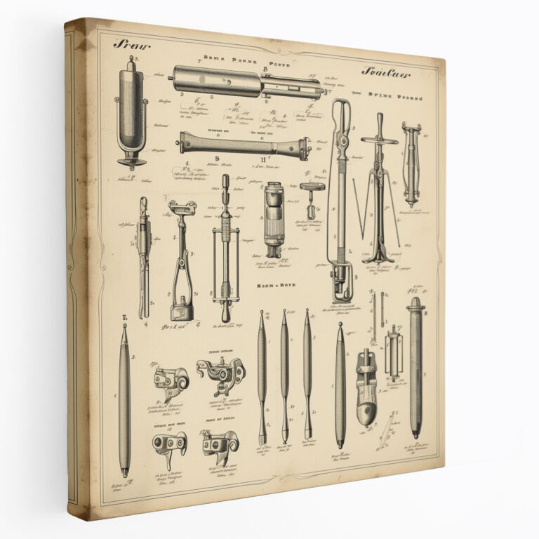 Barber Tools Vintage Patent Canvas Print - Barber, Wall Art, Retro, Barber Tools