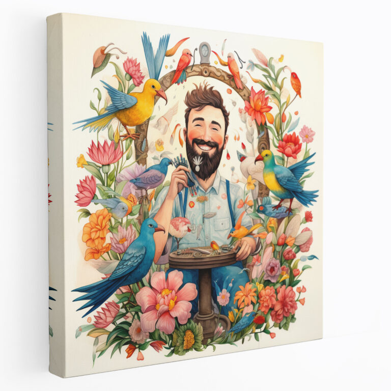 Joyful Barber Watercolor Painting Canvas Print - Barber, Canvas, Wall Art, Joyful