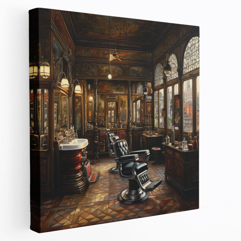 Barbershop Interior Oil Painting Canvas Print - Barber, Canvas Print, Home Decoration, Canvas Wall Art