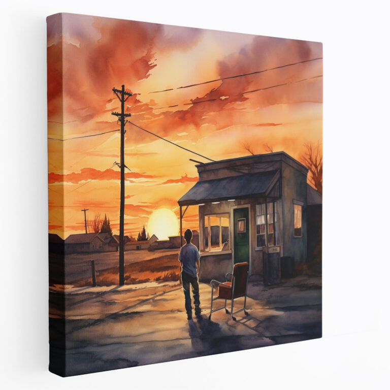 Serene Sunset Barber Watercolor Canvas Print - Barber, Canvas Print, Barber, Picturesque Sunset
