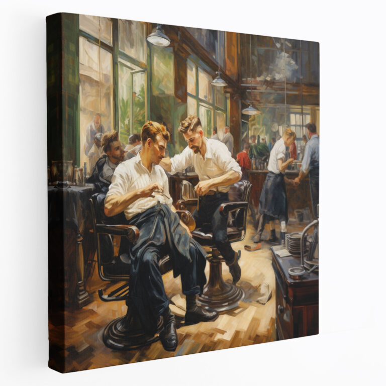 Impressionist Barbers Canvas Print - Barber, Energy, Wall Decoration, Painting