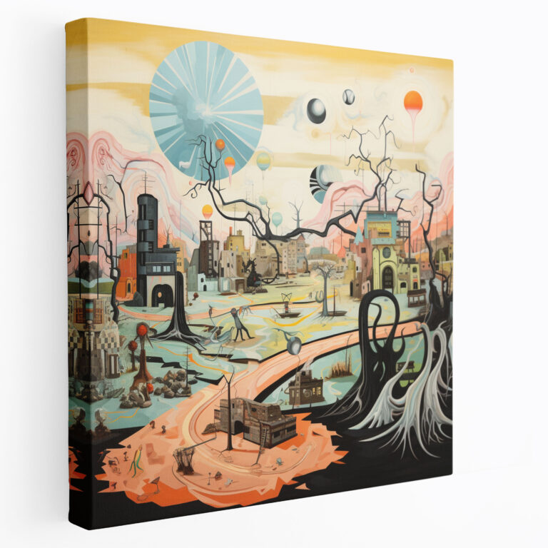 Basquiat Canvas Print - Surreal Landscape - Basquiat, Iconic Symbols, Unusual Creatures, Dreamlike