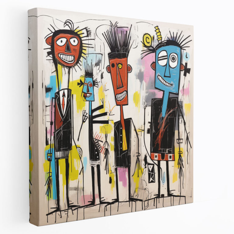 Basquiat-Inspired Canvas Wall Decoration - Basquiat, Basquiat, Canvas, Vibrant Colors